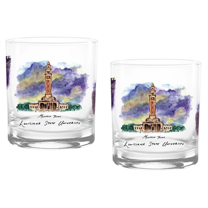 LSU Tigers 16oz. Laura Wilcox University Hall Two-Piece Rocks Glass Set