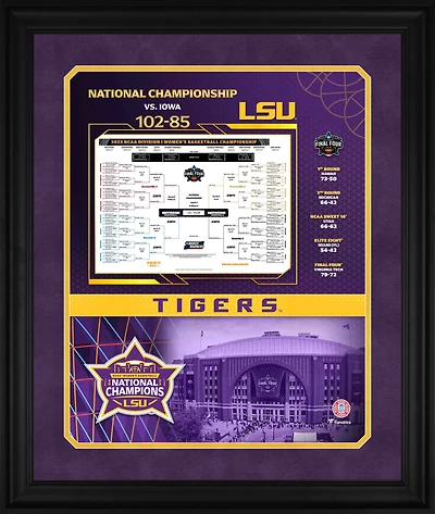 Collage de photos encadrées de 20" x 24" des champions nationaux de basket-ball féminin de la NCAA 2023 des LSU Tigers