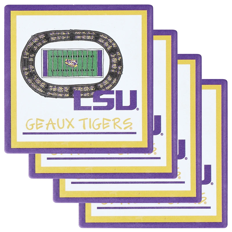 Ensemble de quatre sous-verres LSU Tigers