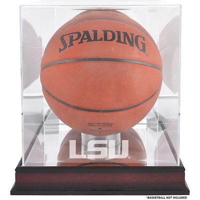 LSU Tigers Vitrine de logo de basket-ball en acajou avec dos miroir