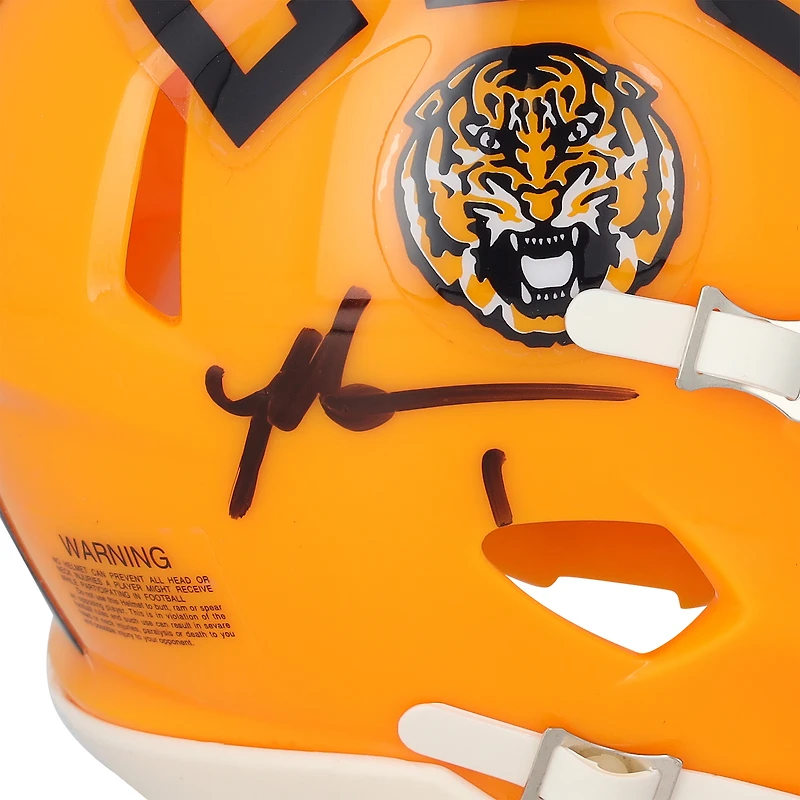 Casque Riddell Speed Mini autographié par Malik Nabers des LSU Tigers