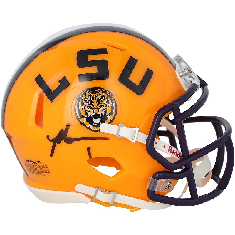 Casque Riddell Speed Mini autographié par Malik Nabers des LSU Tigers