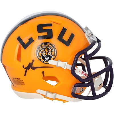 Casque Riddell Speed ​​Mini autographié par Malik Nabers des LSU Tigers