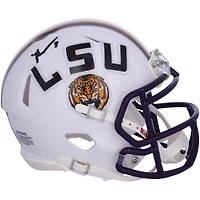 Casque Riddell Speed ​​Mini blanc autographié par Malik Nabers des LSU Tigers