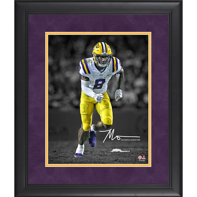 Photographie encadrée de 11"x 14" de Malik Nabers, LSU Tigers, signature fac-similé