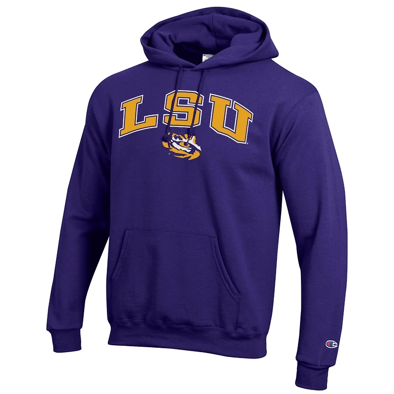 Men's Champion Purple LSU Tigers Arch Over Logo Pullover Hoodie