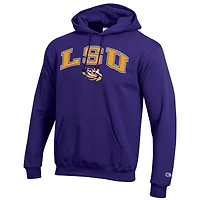 Men's Champion  Purple LSU Tigers Arch Over Logo Pullover Hoodie