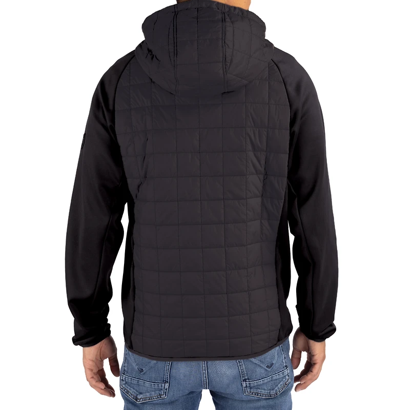 Veste raglan zippée intégrale Cutter & Buck noire LSU Tigers Rainier Eco Hybrid PrimaLoft pour homme