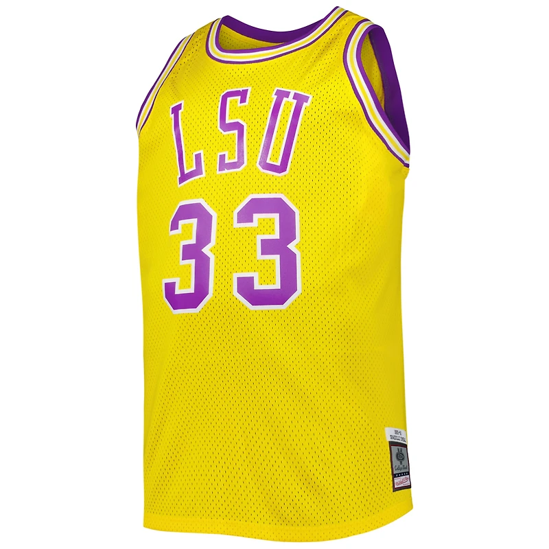 Men's 1990/91 Mitchell & Ness Shaquille O'Neal Gold LSU Tigers Big Tall Swingman Jersey