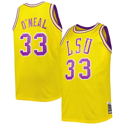 Men's 1990/91 Mitchell & Ness Shaquille O'Neal Gold LSU Tigers Big Tall Swingman Jersey