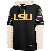 Men's '47  Black LSU Tigers Split Zone Cornerback Lacer Pullover Hoodie