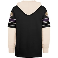 Men's '47  Black LSU Tigers Split Zone Cornerback Lacer Pullover Hoodie