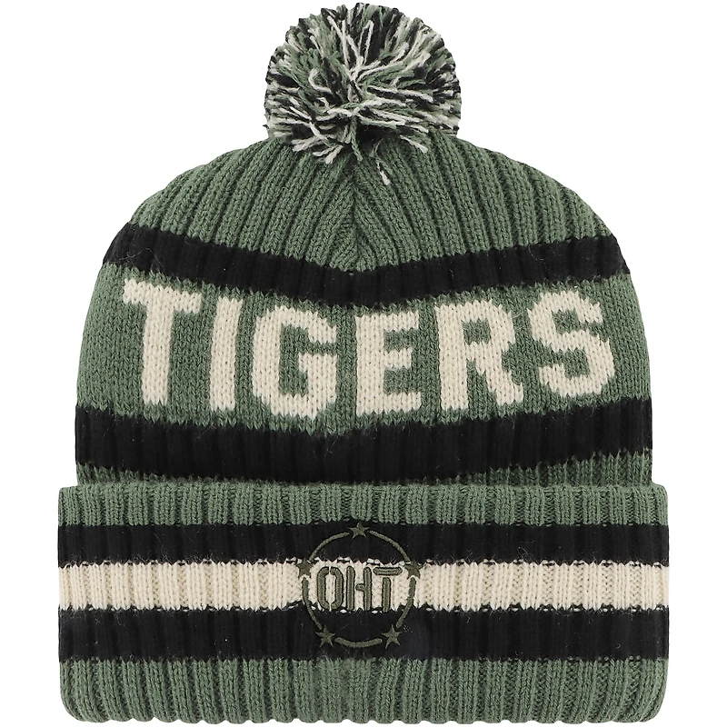 Men's '47 Green LSU Tigers OHT Military Appreciation Bering Cuffed Knit Hat with Pom