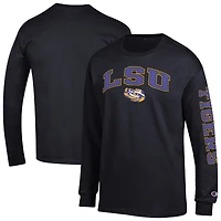 Men's Champion  Black LSU Tigers Arch Over Logo 2-Hit Long Sleeve T-Shirt