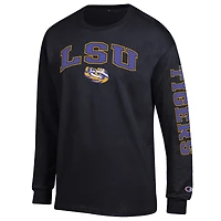 Men's Champion  Black LSU Tigers Arch Over Logo 2-Hit Long Sleeve T-Shirt