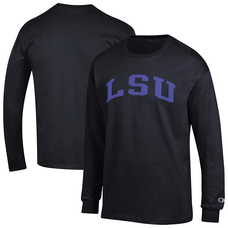 Men's Champion  Black LSU Tigers Basic Arch Long Sleeve T-Shirt