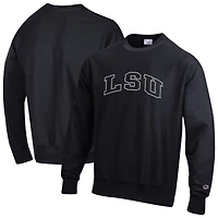 Men's Champion  Black LSU Tigers Reverse Weave Crewneck Sweatshirt