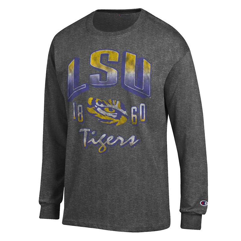 Men's Champion Charcoal LSU Tigers Bold Long-Sleeve T-Shirt