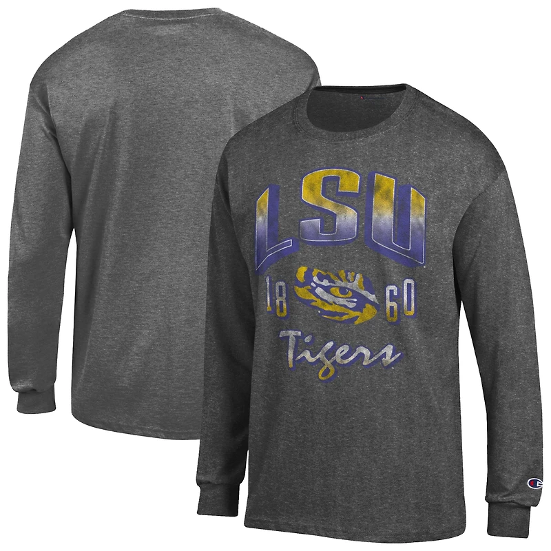 T-shirt à manches longues Champion Charcoal LSU Tigers Bold pour homme
