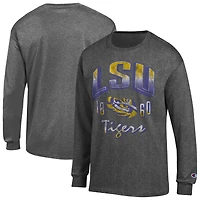 T-shirt à manches longues Champion Charcoal LSU Tigers Bold pour homme