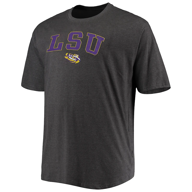 T-shirt Champion gris pour homme, grandes tailles, logo LSU Tigers, arche sur fond blanc