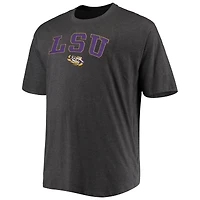 T-shirt Champion gris pour homme, grandes tailles, logo LSU Tigers, arche sur fond blanc