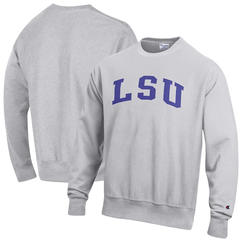 Sweat-shirt en molleton à tissage inversé Champion Gray LSU Tigers pour homme
