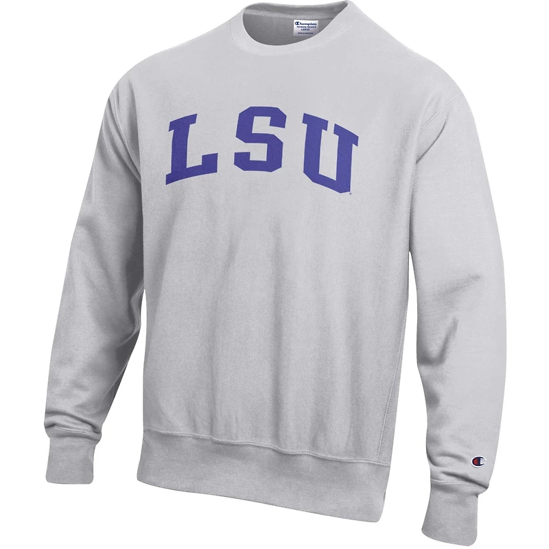 Sweat-shirt en molleton à tissage inversé Champion Gray LSU Tigers pour homme