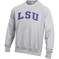 Sweat-shirt en molleton à tissage inversé Champion Gray LSU Tigers pour homme