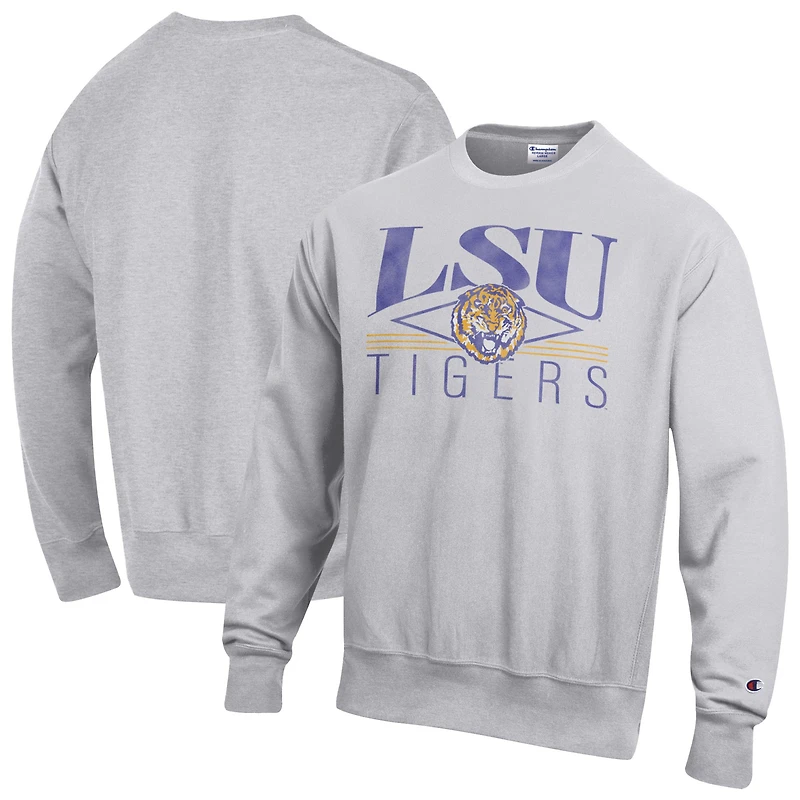 Sweat-shirt en molleton à tissage inversé Champion Gray LSU Tigers pour homme