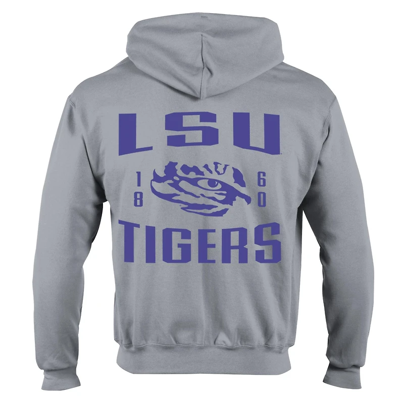 Sweat à capuche zippé en polaire Powerblend gris Champion LSU Tigers Varsity pour homme