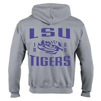 Sweat à capuche zippé en polaire Powerblend gris Champion LSU Tigers Varsity pour homme