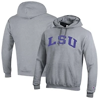 Men's Champion  Heather Gray LSU Tigers Basic Arch Fleece Pullover Hoodie