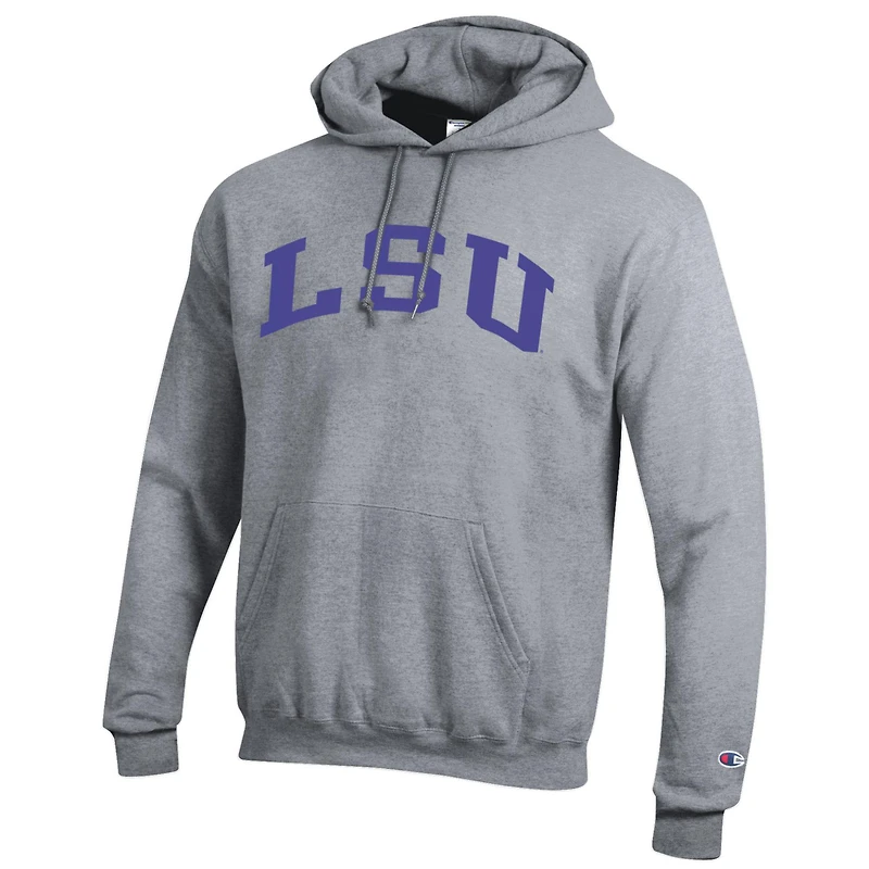 Men's Champion  Heather Gray LSU Tigers Basic Arch Fleece Pullover Hoodie