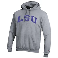 Men's Champion  Heather Gray LSU Tigers Basic Arch Fleece Pullover Hoodie