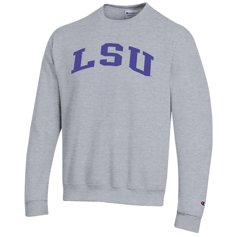 Men's Champion  Heather Gray LSU Tigers Basic Arch Fleece Pullover Sweatshirt