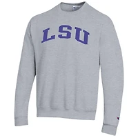 Men's Champion  Heather Gray LSU Tigers Basic Arch Fleece Pullover Sweatshirt