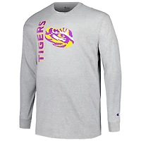 Men's Champion Heather Gray LSU Tigers Big & Tall Mascot Long Sleeve T-Shirt