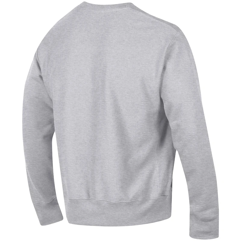 Men's Champion Heathered Gray LSU Tigers Big & Tall Reverse Weave Fleece Crewneck Pullover Sweatshirt