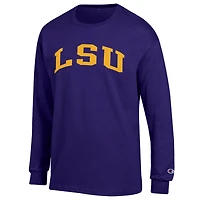 Men's Champion  Purple LSU Tigers Basic Arch Long Sleeve T-Shirt