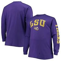 Men's Champion Purple LSU Tigers Big & Tall 2-Hit Long Sleeve T-Shirt