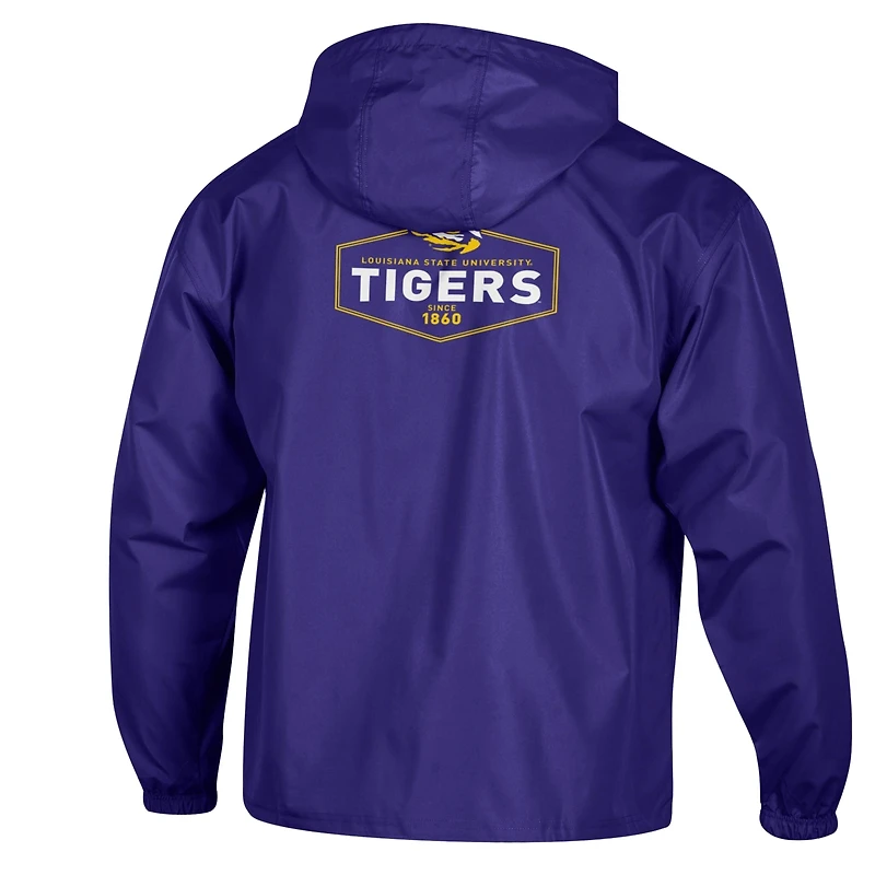 Men's Champion Purple LSU Tigers Delay Packable Half-Zip Jacket