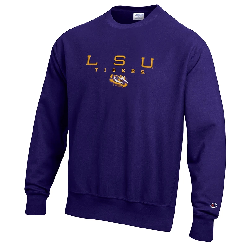 Sweat-shirt Champion violet pour homme LSU Tigers Relentless Reverse Weave