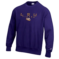 Sweat-shirt Champion violet pour homme LSU Tigers Relentless Reverse Weave