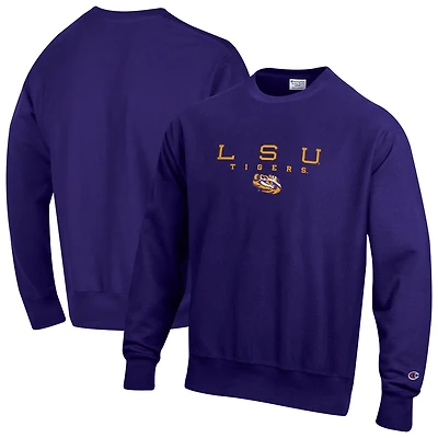 Sweat-shirt Champion violet pour homme LSU Tigers Relentless Reverse Weave