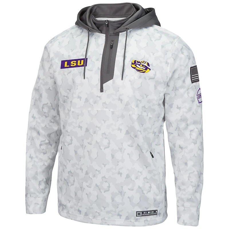 Men's Colosseum Arctic Camo LSU Tigers OHT Military Appreciation Quarter-Zip Hoodie