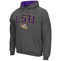 Men's Colosseum Charcoal LSU Tigers Arch & Logo 3.0 Pullover Hoodie