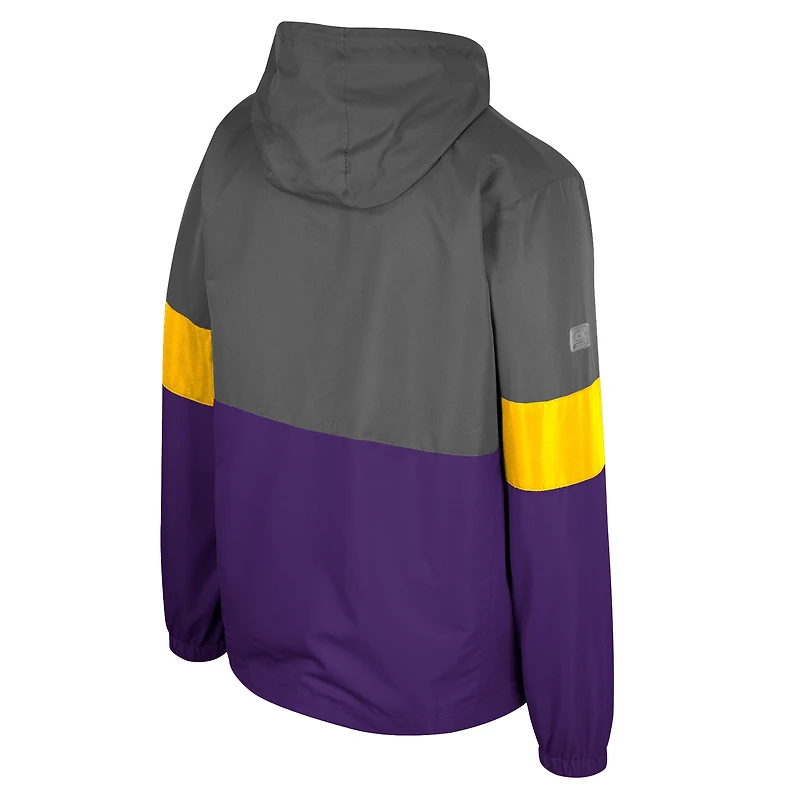 Veste à glissière pleine longueur Colosseum Charcoal LSU Tigers Miles pour homme