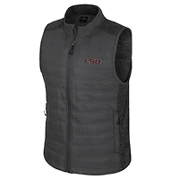 Men's Colosseum Charcoal LSU Tigers Nightman Full-Zip Puffer Vest