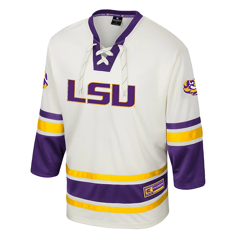 Men's Colosseum Cream LSU Tigers Puck Proud Fashion Hockey Jersey